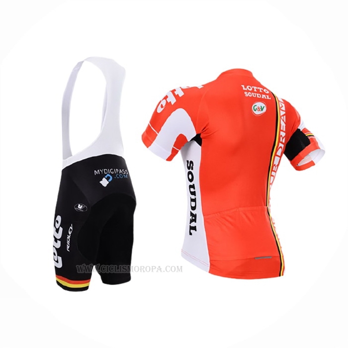 2015 Ropa Ciclismo Lotto Soudal Blanco Rojo Mangas Corta y Culotte Corto